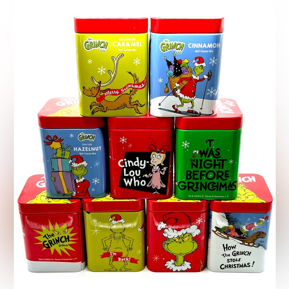 Dr. Seuss Grinch Holiday Cocoa Tin Set - Red, Green, Yellow